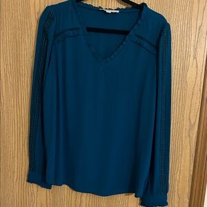 LOFT Deep Teal V-Neck Blouse